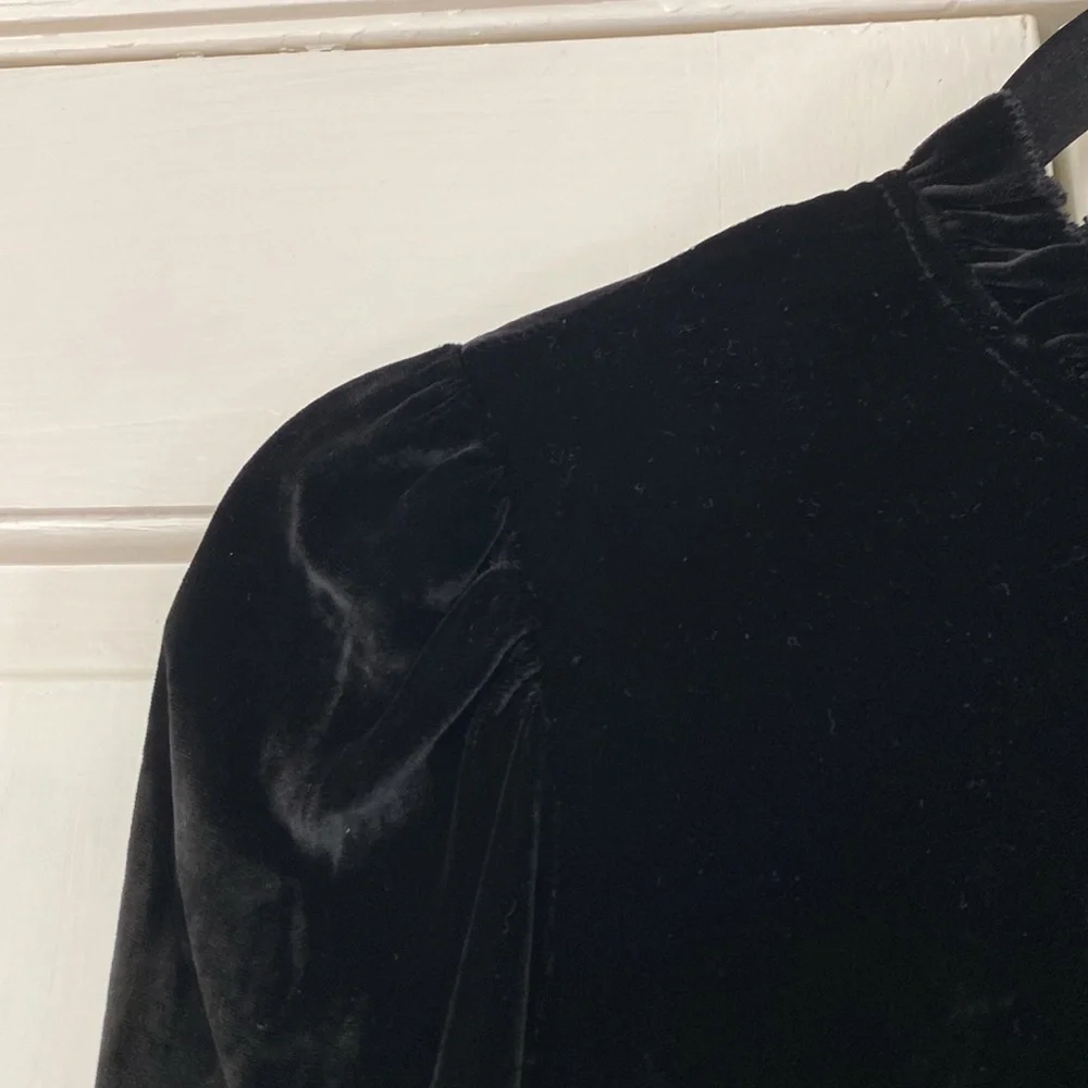 Ulla Johnson Marlene Velvet‎ Blouse Black Size 2 Noir